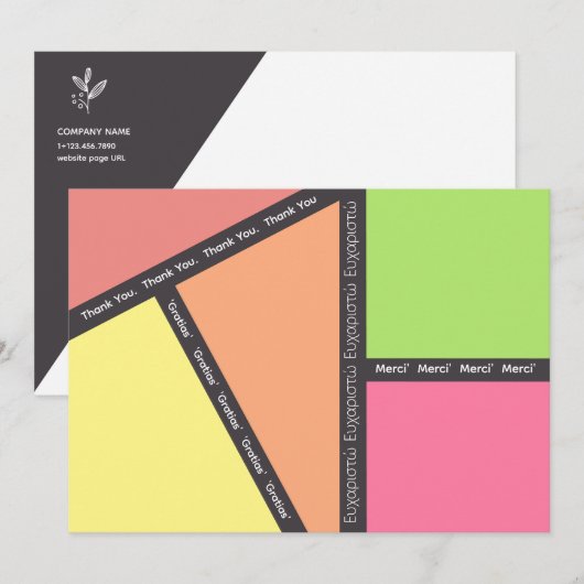 Mehrsprachiges Dankeschön Karte (Vorne/Hinten)