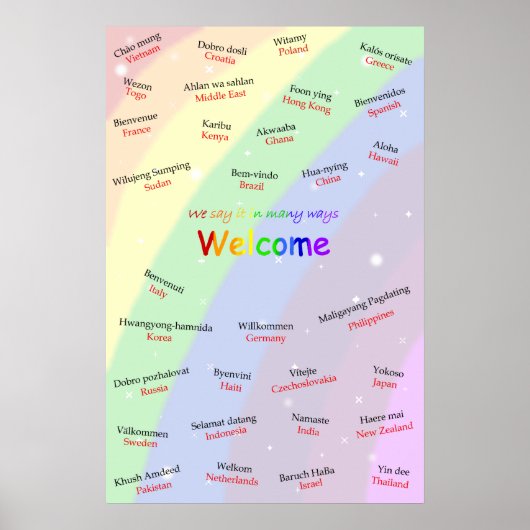 Mehrsprachiges ESL Welcome Poster (Vorne)