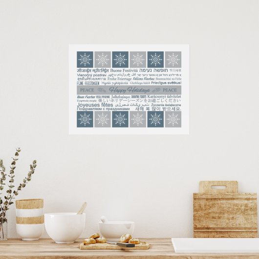Mehrsprachiges Happy Holidays Poster (Küche)