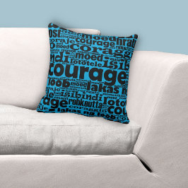 Mehrsprachiges Muster Blau und Schwarz Kissen