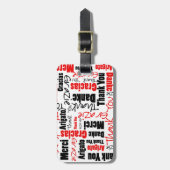 Mehrsprachiges Rotes Schwarz Danke Typografie Gepäckanhänger (Vorderseite vertikal)