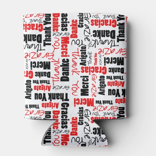 Mehrsprachiges Rotes Schwarzes Vielen Dank Typogra Dosenkühler