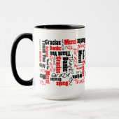 Mehrsprachiges Rotes Schwarzes Vielen Dank Typogra Tasse (Links)