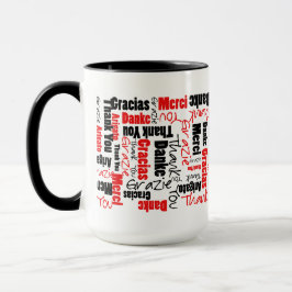 Mehrsprachiges Rotes Schwarzes Vielen Dank Typogra Tasse