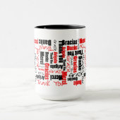 Mehrsprachiges Rotes Schwarzes Vielen Dank Typogra Tasse (Zentrum)