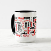 Mehrsprachiges Rotes Schwarzes Vielen Dank Typogra Tasse (Vorderseite Links)