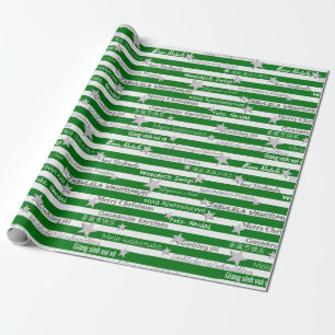 mehrsprachiges Weihnachts-Grünstreifen-Umschlagpap Geschenkpapier