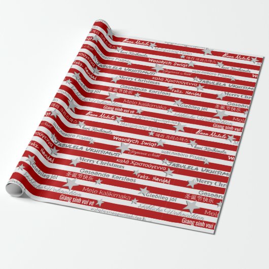 Mehrsprachiges Weihnachtsrotes Strickpapier Geschenkpapier (Ungerollt)
