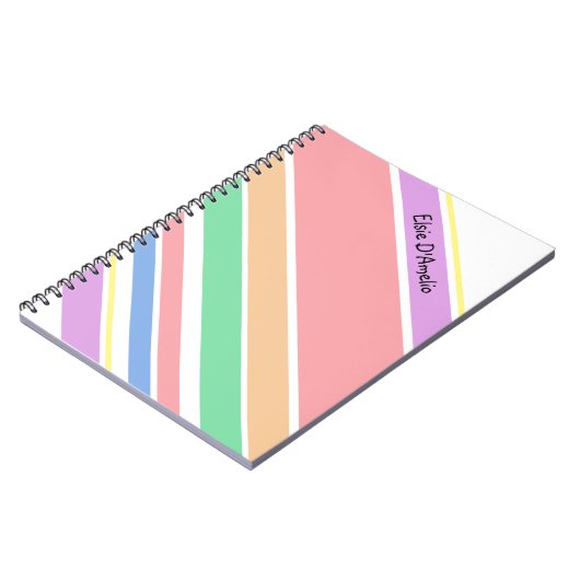 Mehrstreifen-Pastellfarbe Modernes Mädchen Persona Notizblock (Linke Seite)