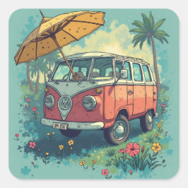 Mehrzweckfahrzeug Quadratischer Aufkleber