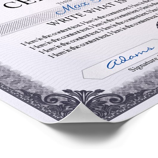 Mehrzweckzertifikat Poster (Ecke)