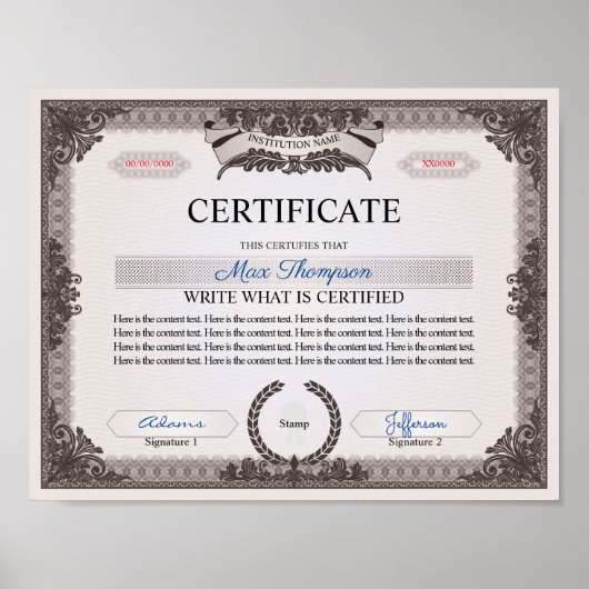 Mehrzweckzertifikat Poster (Vorne)