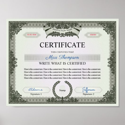 Mehrzweckzertifikat Poster (Vorne)