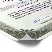 Mehrzweckzertifikat Poster (Ecke)