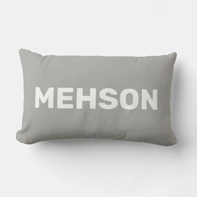 ‚MEHSON‘ | Jungfrau Islands Slang, Grau Text Lendenkissen (Vorderseite)