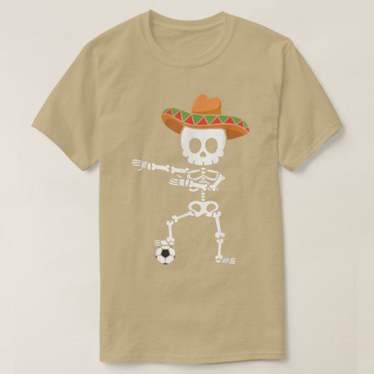 Meican Hat Skeleton Soccer Cinco De Mayo T-Shirt (Design vorne)