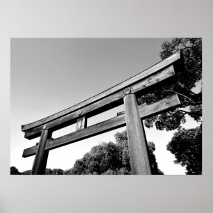 Meiji-Schrein, Torii aus Holz, Tokio Poster