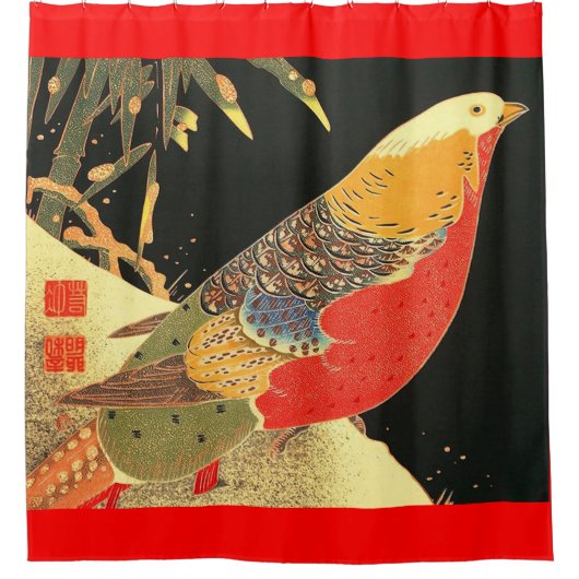 Meiji-Vogeldruck Duschvorhang (Vorderseite)
