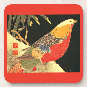 Meiji-Vogeldruck Getränkeuntersetzer