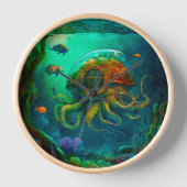 Meilen unter dem Meer Kunst Illustration Steampunk Uhr (Vorderseite)