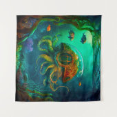 Meilen unter dem Meer Kunst Illustration Steampunk Wandteppich (Vorderseite (Horizontal))