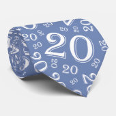 Meilenstein 20 Random Number Pattern Blau/Weiß Krawatte (Gerollt)