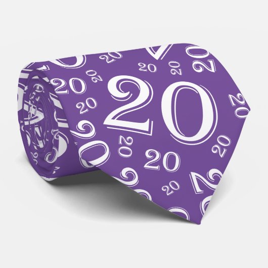 Meilenstein 20 Random Zahlenmuster Schwarz/Weiß Krawatte (Gerollt)