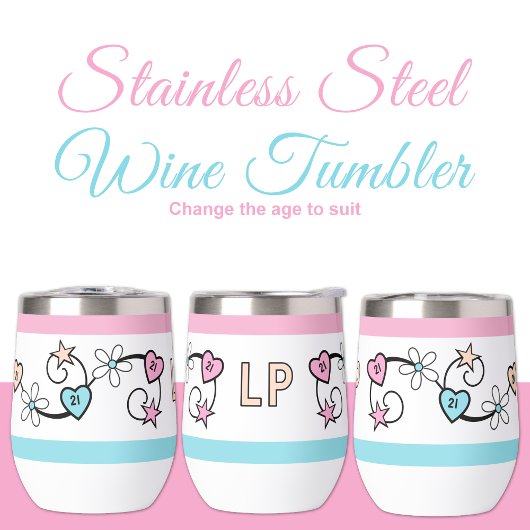 Meilenstein 21. Geburtstag Initialen pink peach