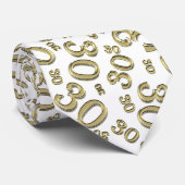Meilenstein 30 Random Number Pattern Gold/Weiß Krawatte (Gerollt)