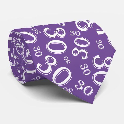 Meilenstein 30 Random Number Pattern Lila/weiß Krawatte (Gerollt)