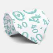 Meilenstein 40 Random Number Pattern Aquamarin/wei Krawatte (Gerollt)