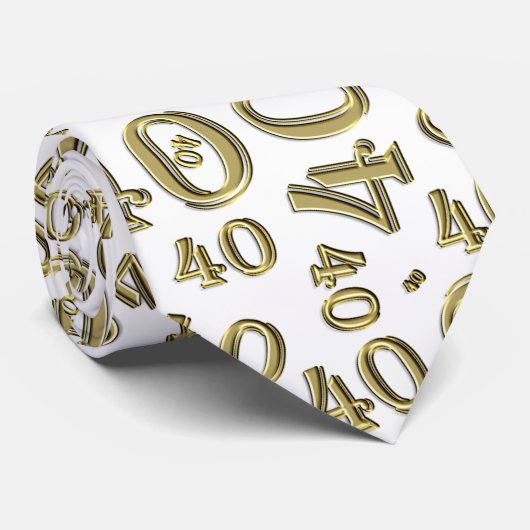 Meilenstein 40 Random Number Pattern Gold/Weiß Krawatte (Gerollt)