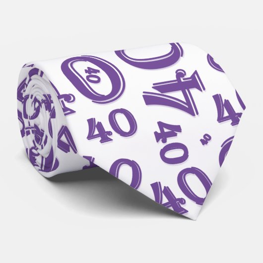 Meilenstein 40 Random Number Pattern Lila/weiß Krawatte (Gerollt)