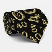 Meilenstein 40 Zufallszahlenmuster Gold/Schwarz Krawatte (Gerollt)