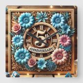 Meilenstein 5. Hochzeit Quadratische Wanduhr (Vorderseite)