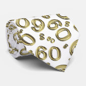 Meilenstein 60 Random Number Pattern Gold/Weiß Krawatte (Gerollt)