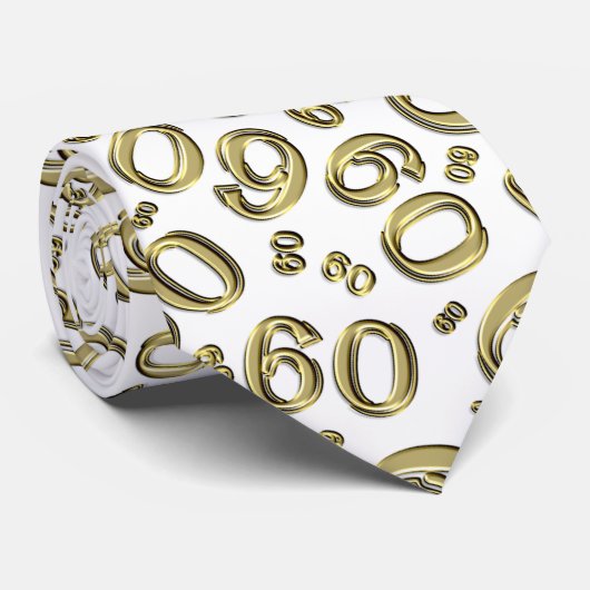 Meilenstein 60 Random Number Pattern Gold/Weiß Krawatte (Gerollt)