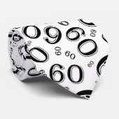 Meilenstein 60 Random Zahlenmuster Schwarz/Weiß Krawatte (Gerollt)