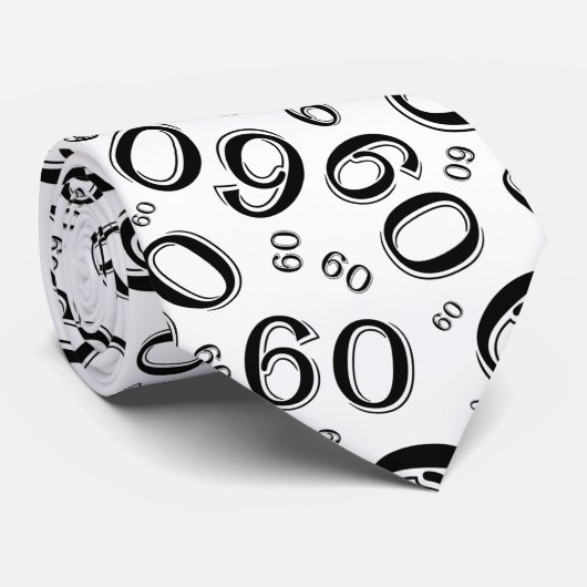 Meilenstein 60 Random Zahlenmuster Schwarz/Weiß Krawatte (Gerollt)