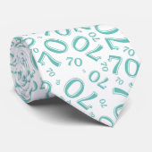 Meilenstein 70 Random Number Pattern Aquamarin/wei Krawatte (Gerollt)
