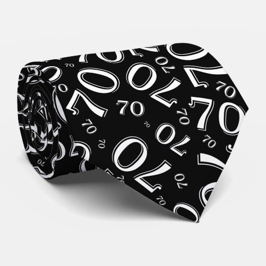Meilenstein 70 Random Zahlenmuster Schwarz/Weiß Krawatte (Gerollt)