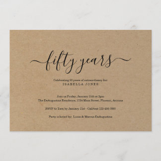 Meilenstein Adult Birthday Party Kraft Papier Einladung