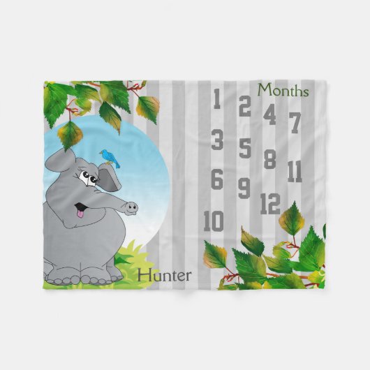 Meilenstein Baby Blanket - Elefant Fleecedecke (Vorderseite (Horizontal))