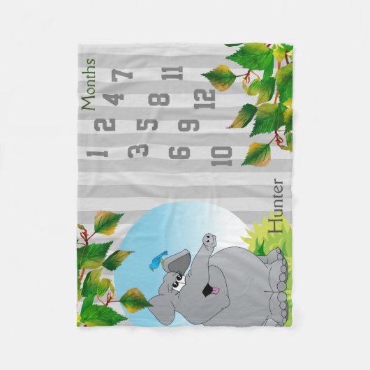 Meilenstein Baby Blanket - Elefant Fleecedecke (Vorderseite)