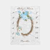 Meilenstein Baby Blanket - Llama - blau Fleecedecke (Vorderseite)