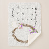 Meilenstein Baby Blanket - Llama - Lila Sherpadecke (Vorderseite)