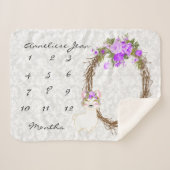 Meilenstein Baby Blanket - Llama - Lila Sherpadecke (Vorderseite (Horizontal))