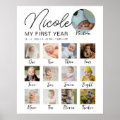 Meilenstein Baby First Year 12 Monate Foto Collage Poster (Vorne)
