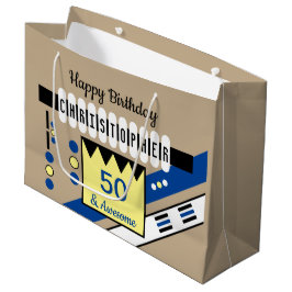 Meilenstein besondere Geburtshaus Name blau gelb Große Geschenktüte