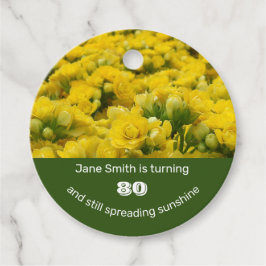Meilenstein Birthday Bright Yellow Floral 80. Geschenkanhänger